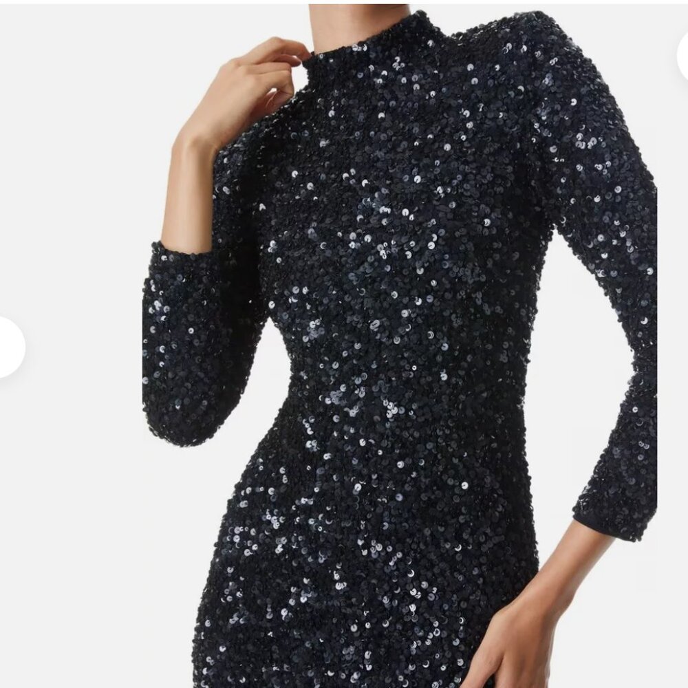 ALICE + OLIVIA Inka Sequin Maxi Gown Black Size 2 NEW WITH TAGS IN ORIGINAL BAG - Picture 4 of 10